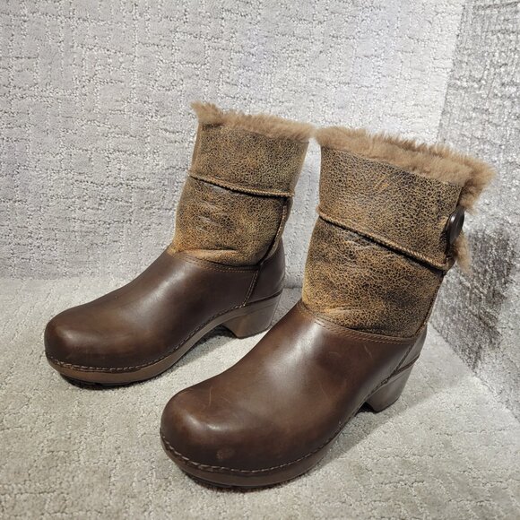 Dansko Stormy Women’s EU 39 US 8.5-9 Brown Leather Shearling Fur Boot Shoes - Picture 1 of 9